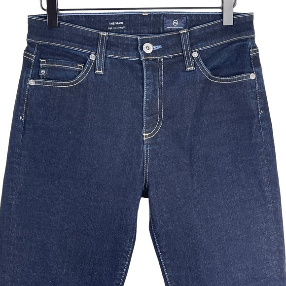 Ag Adriano Goldschmied The Mari High Rise Straight Jean 28 Dark Indigo - Picture 2 of 9